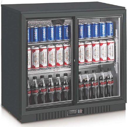 Beer Refrigerator Manufacturer in China: 208-Liter Two Sliding Door Back Bar Refrigerator Beer Refrigerator Wine Refrigerator Display Cabinet